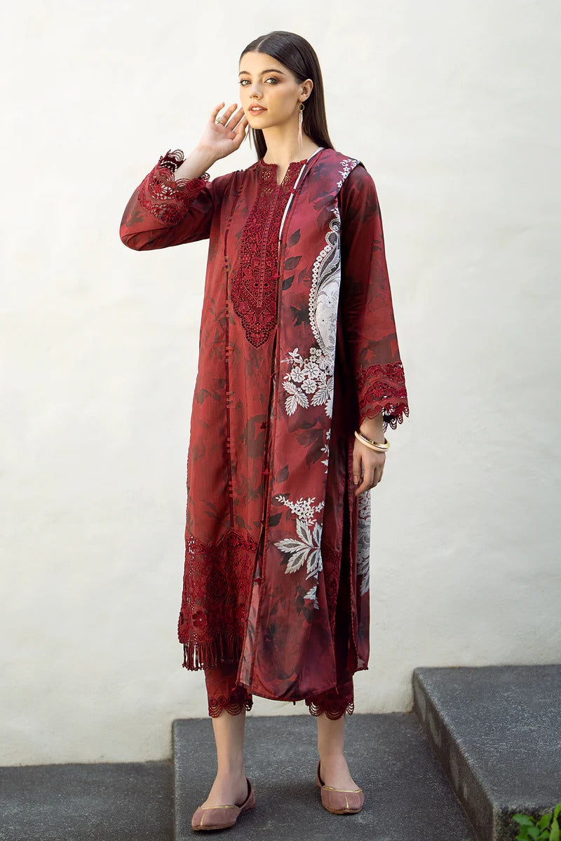 Baroque Lawn 3-Piece Unstiched With Embroidered Patches