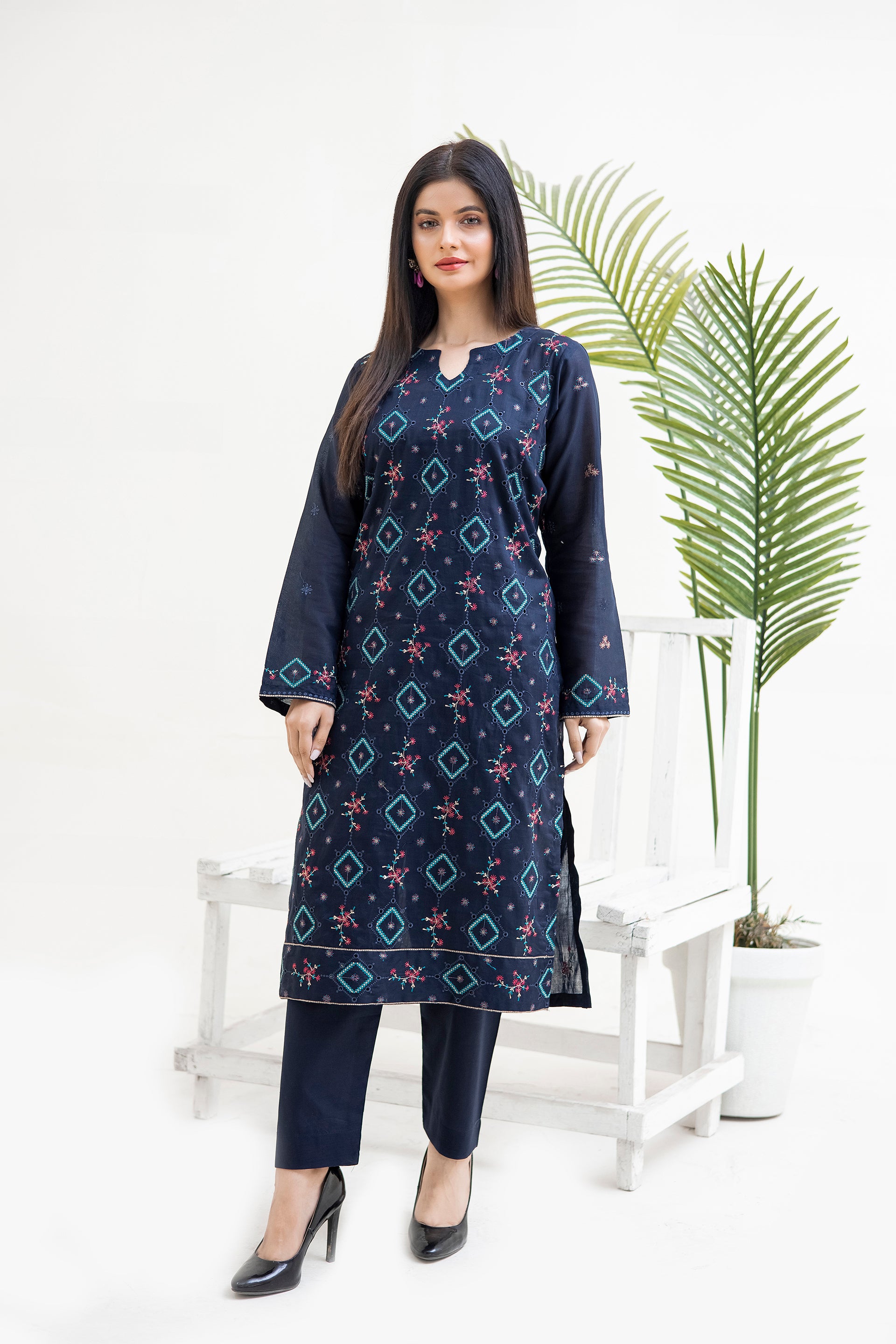 BLEU - 2PC LAWN EMBROIDERED SUIT BY VELORA