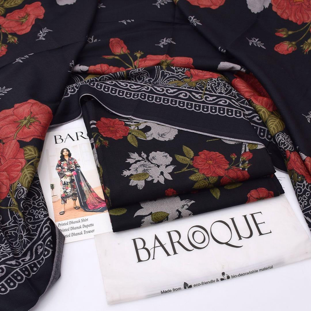 Baroque Digital Printed Dhanak 3-Piece Un-Stiched