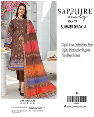 Sapphire Embroidered 3-Piece Unstiched