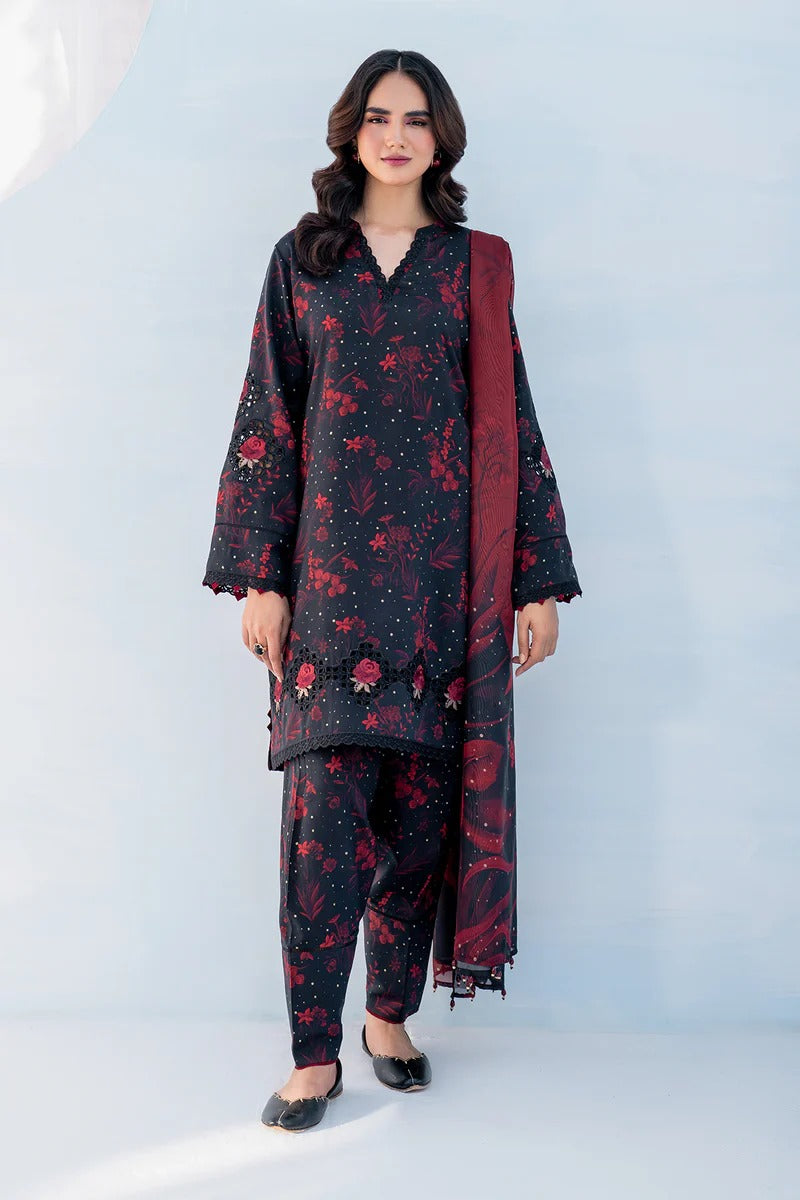 Baroque Lawn 3-Piece Unstiched With Embroidered Patches