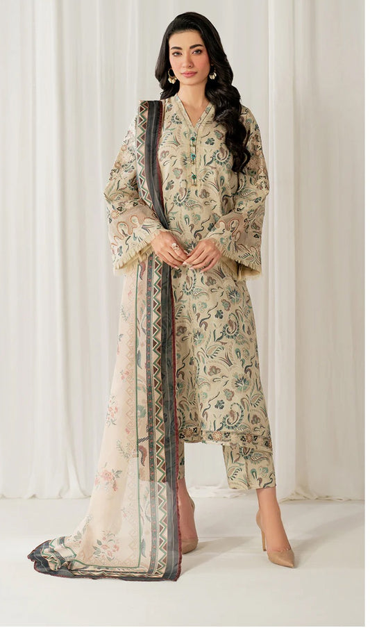 Baroque Lawn 3-Piece Unstiched With Embroidered Patches