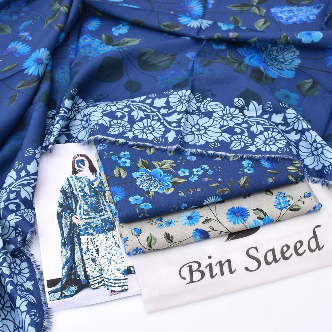 Bin Saeed Digital Printed Khaddar 3-Piece Un-Stiched