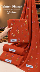 Indian Booti Dhanak Embroidered 3-Piece Un-Stiched (rust)