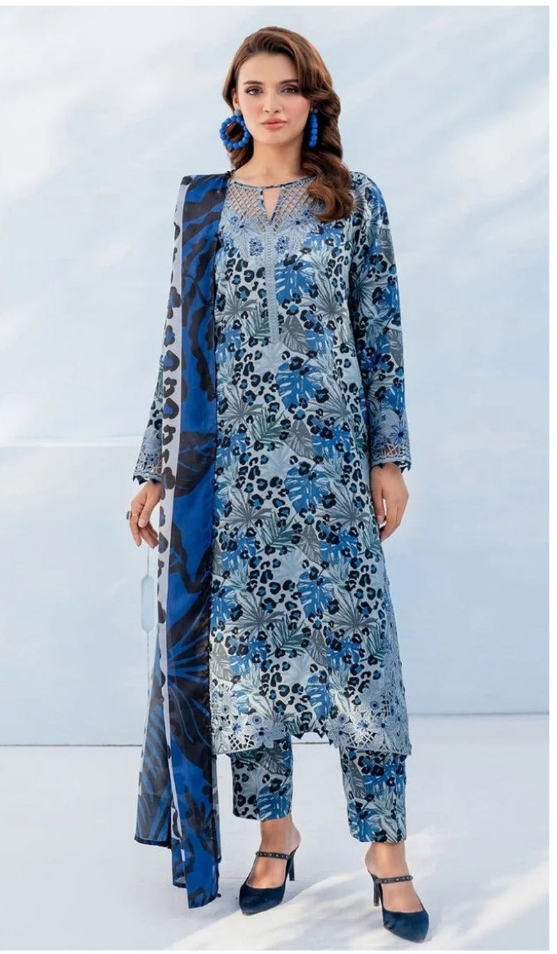 Baroque Lawn 3-Piece Unstiched With Embroidered Patches