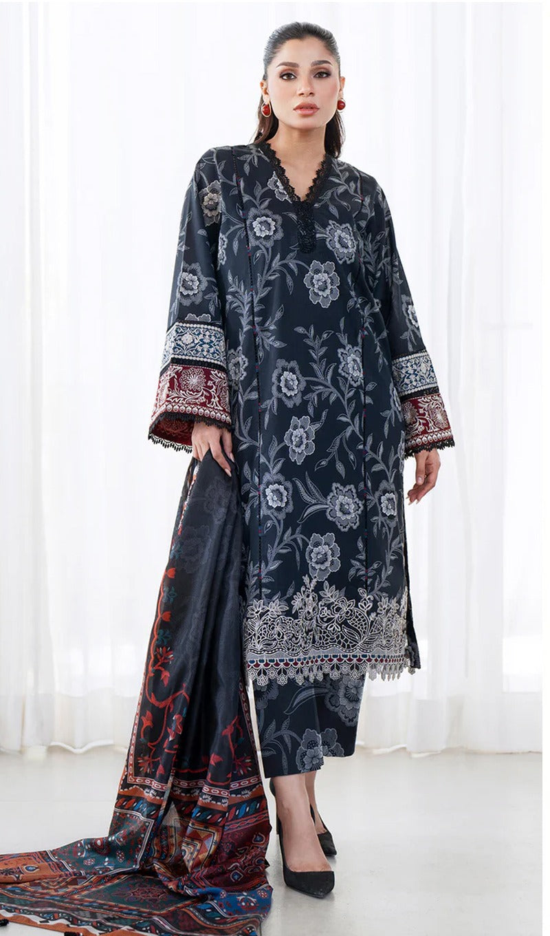 Baroque Lawn 3-Piece Unstiched With Embroidered Patches