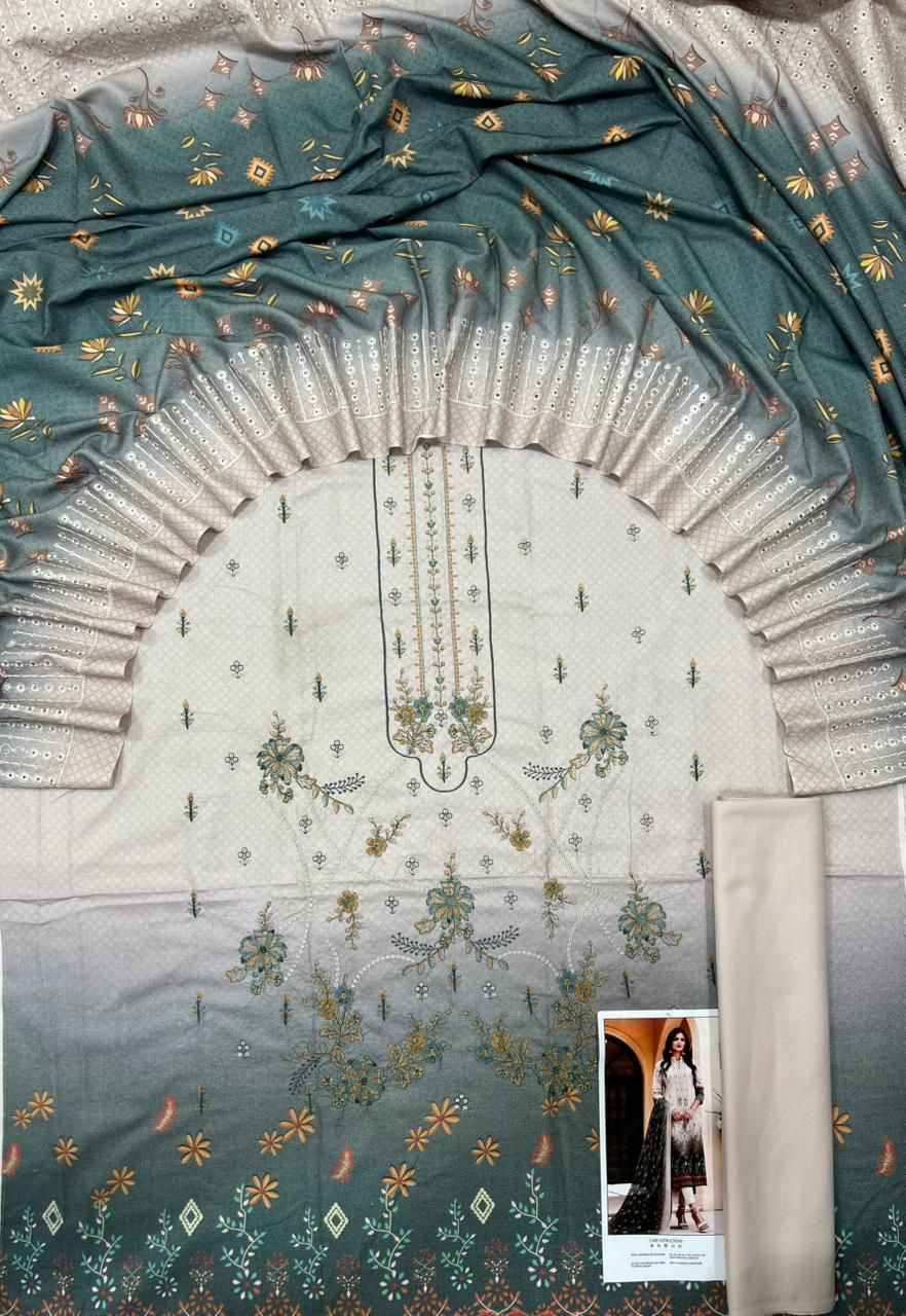 Sapphire Dhanak Embroidered Digital 3-Piece