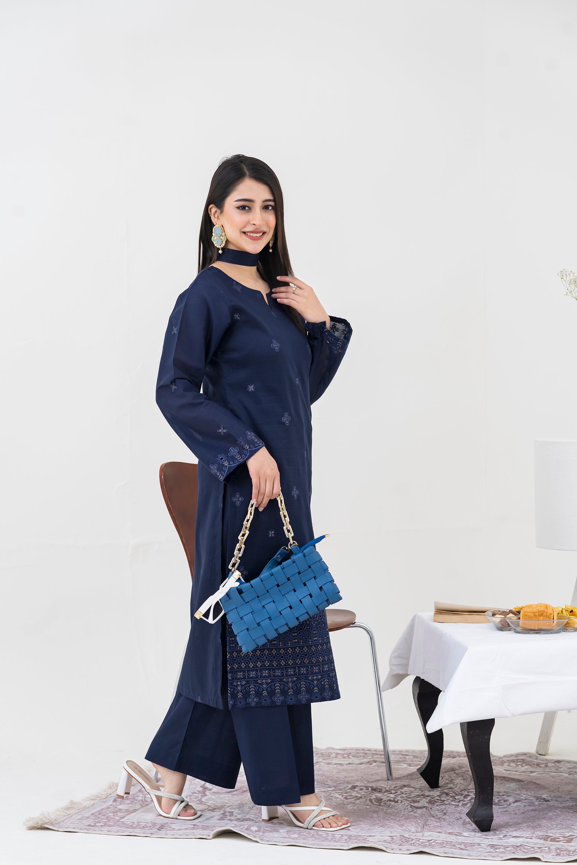 2PC LAWN EMBROIDERED SUIT BY CHICKENKARI - C-BLUE