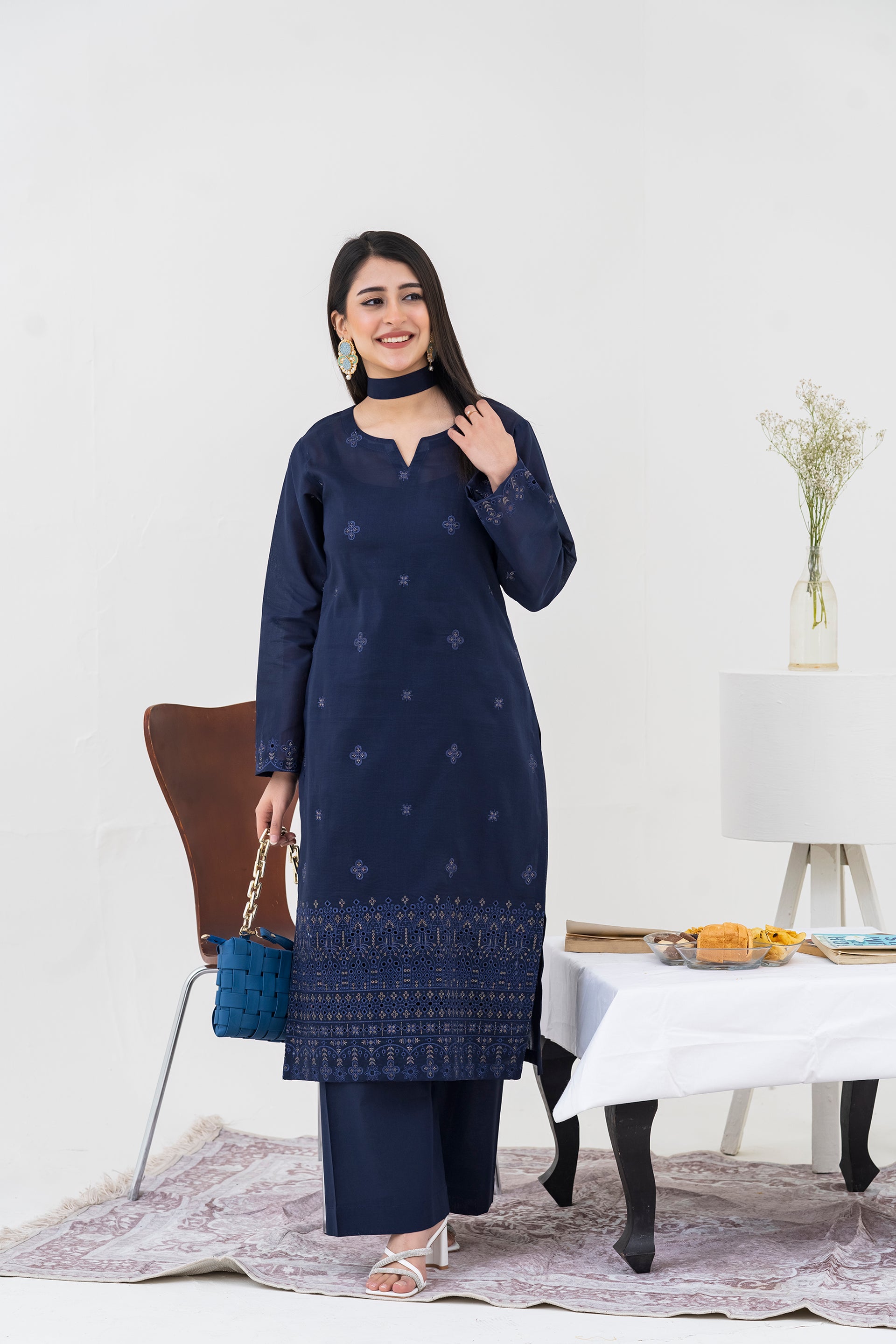 2PC LAWN EMBROIDERED SUIT BY CHICKENKARI - C-BLUE