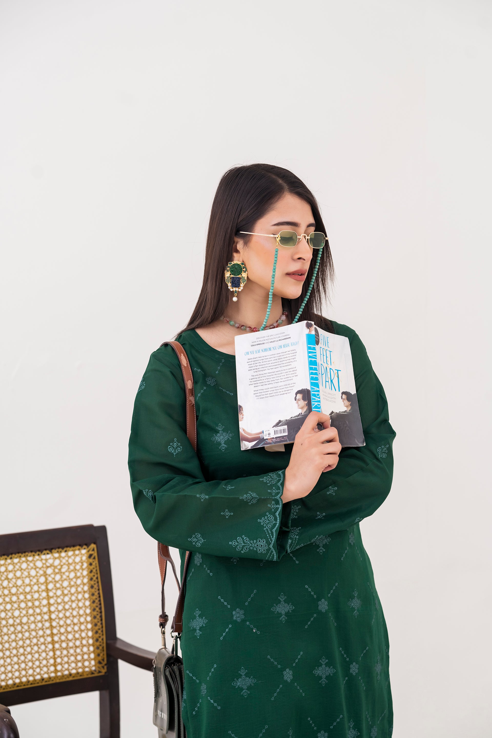 2PC LAWN EMBROIDERED SUIT BY CHICKENKARI - C-BOTTLE GREEN