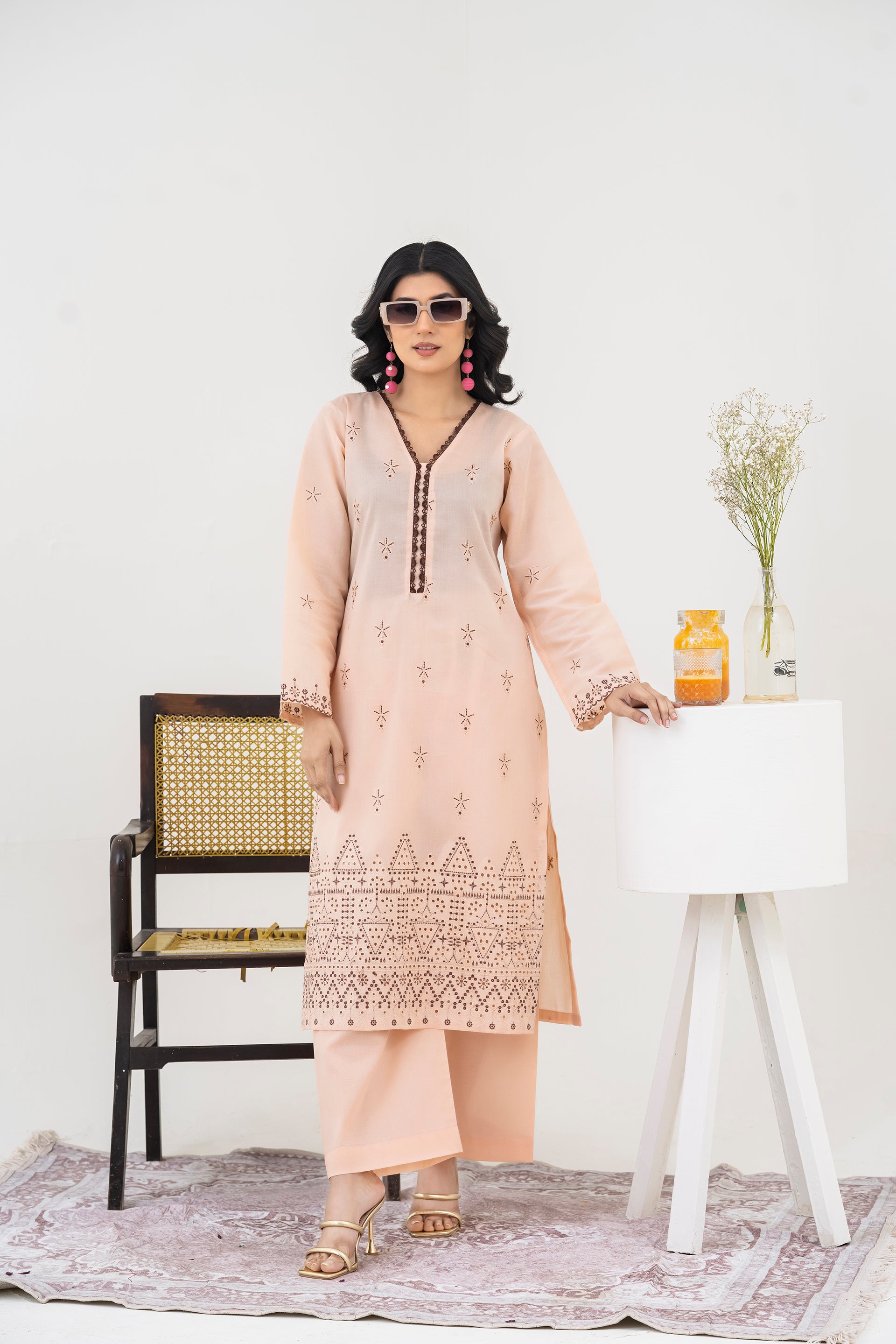 2PC LAWN EMBROIDERED SUIT BY CHICKENKARI - C-BABY PINK