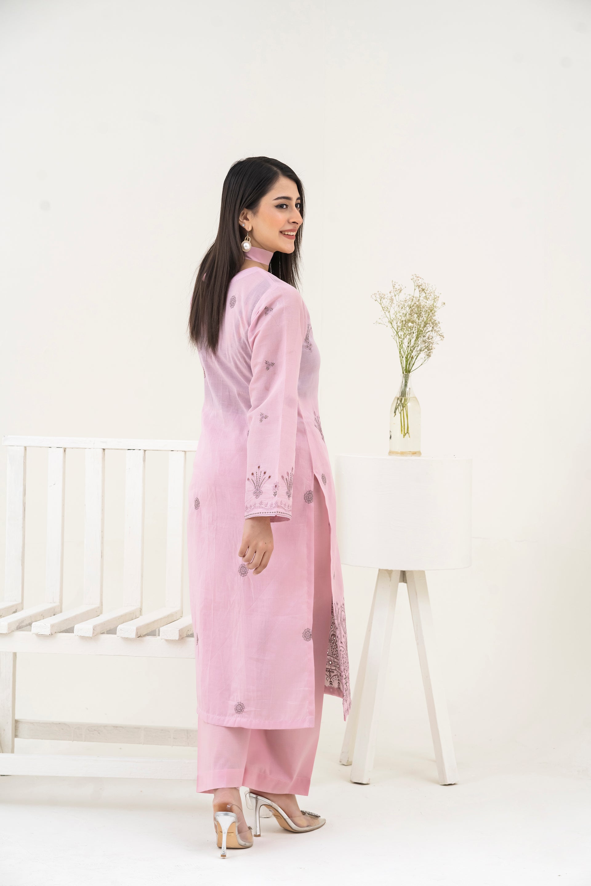 2PC LAWN EMBROIDERED SUIT BY CHICKENKARI - C-PINK