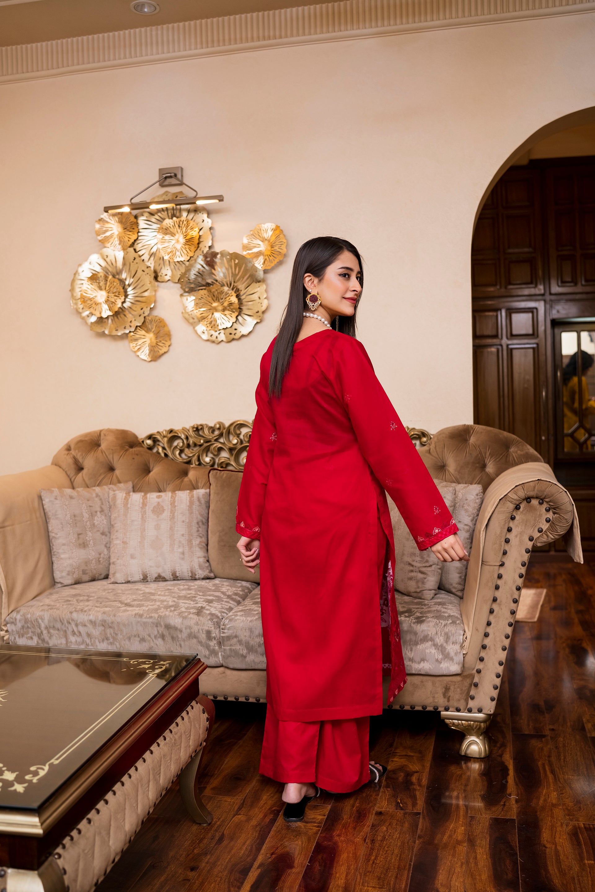 2PC LAWN EMBROIDERED SUIT BY NOURA - N-RED