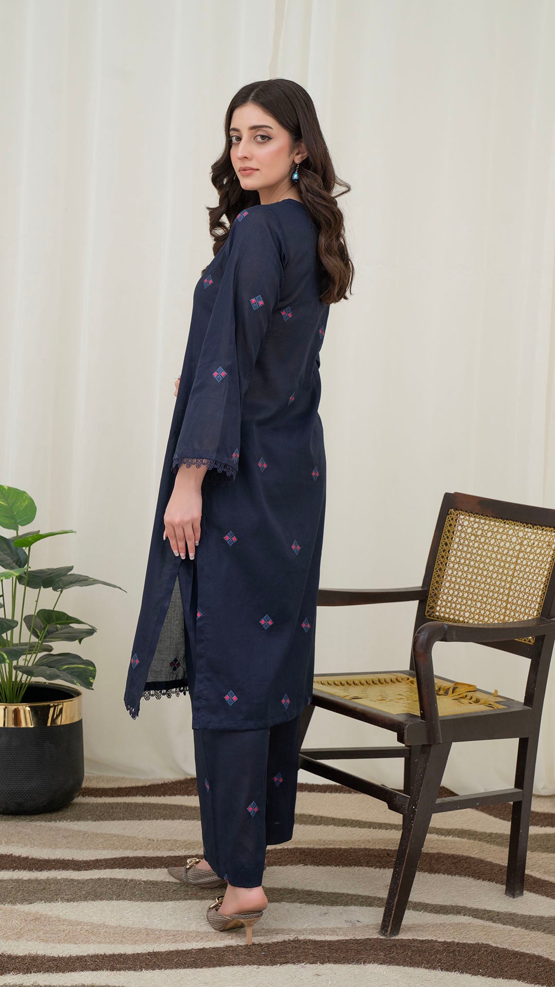 2PC LAWN EMBROIDERED UNSTICH SUIT BY ALIZEH - A-BLUE2