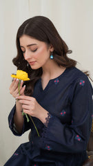 2PC LAWN EMBROIDERED UNSTICH SUIT BY ALIZEH - A-BLUE2