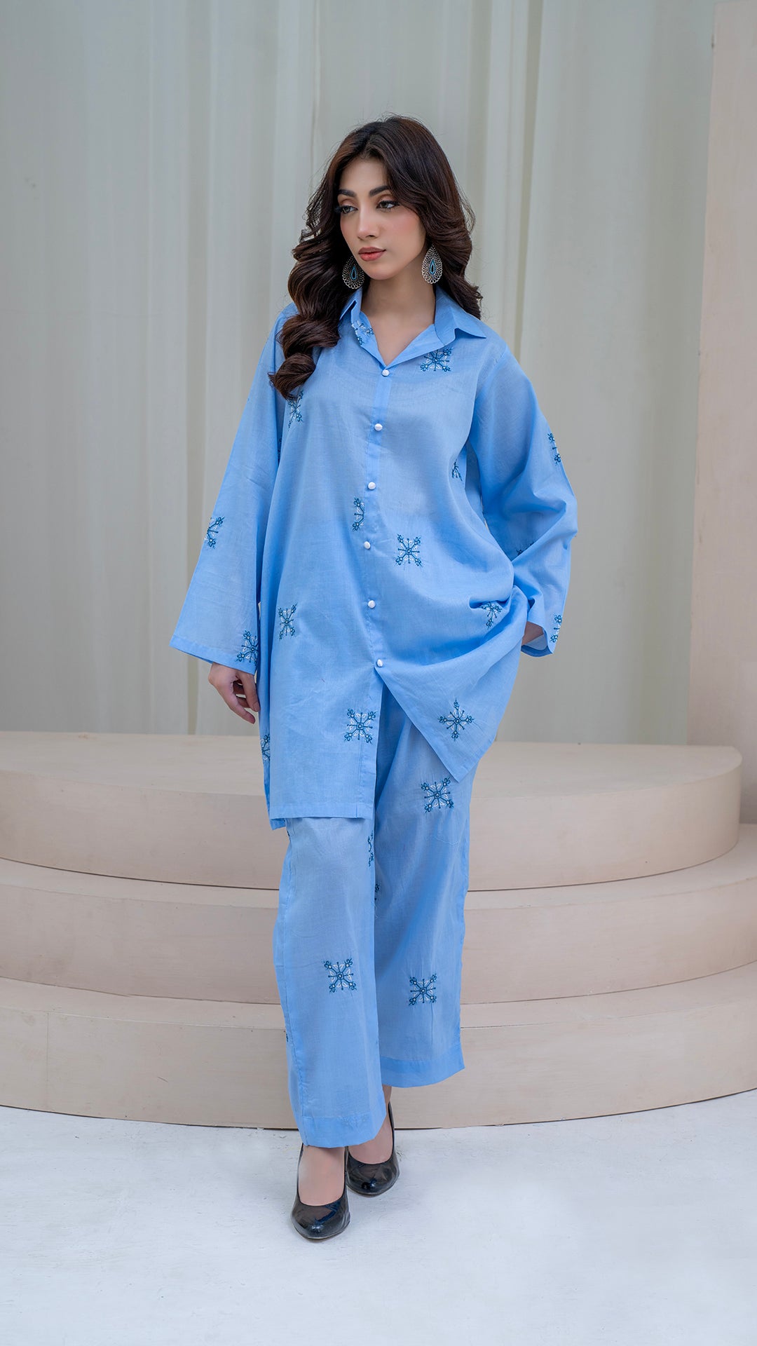 2PC LAWN EMBROIDERED UNSTICH SUIT BY ALIZEH - A-BLUE3