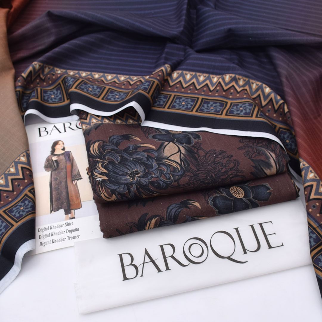 Baroque Digital Printed Khaddar 3-Piece Un-Stiched