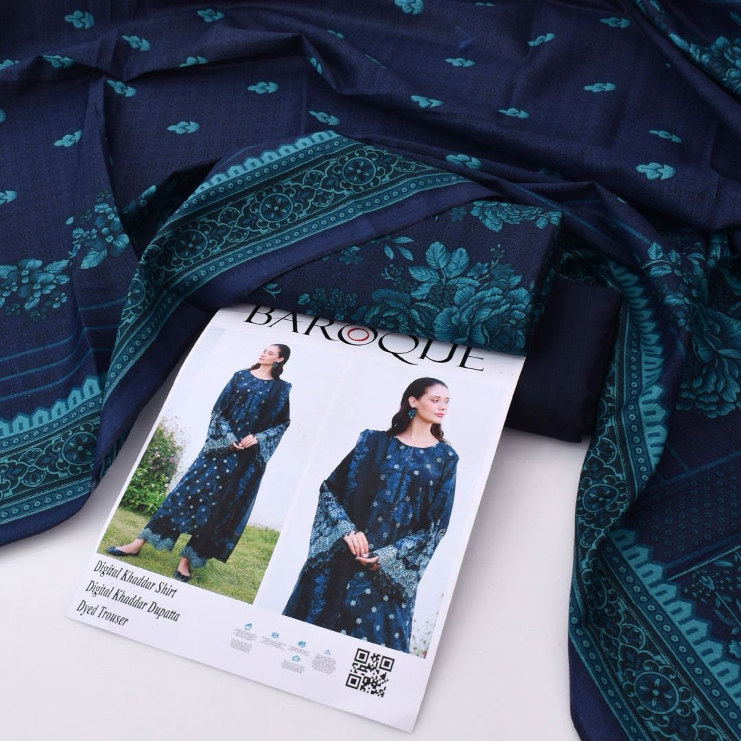 Baroque Digital Printed Khaddar 3-Piece Un-Stiched