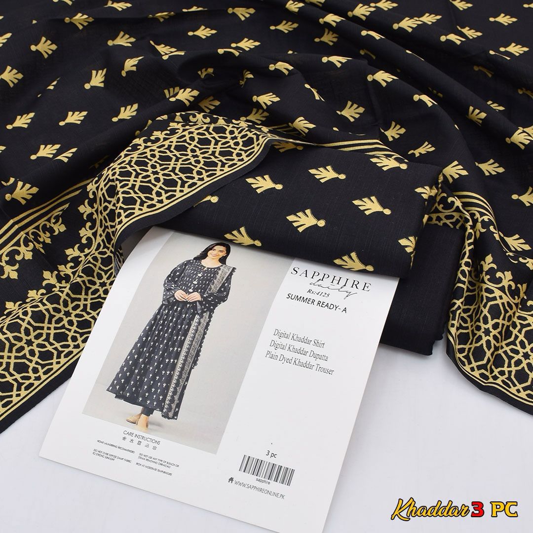 Sapphire Digital Printed Khaddar 3-Piece Un-Stiched