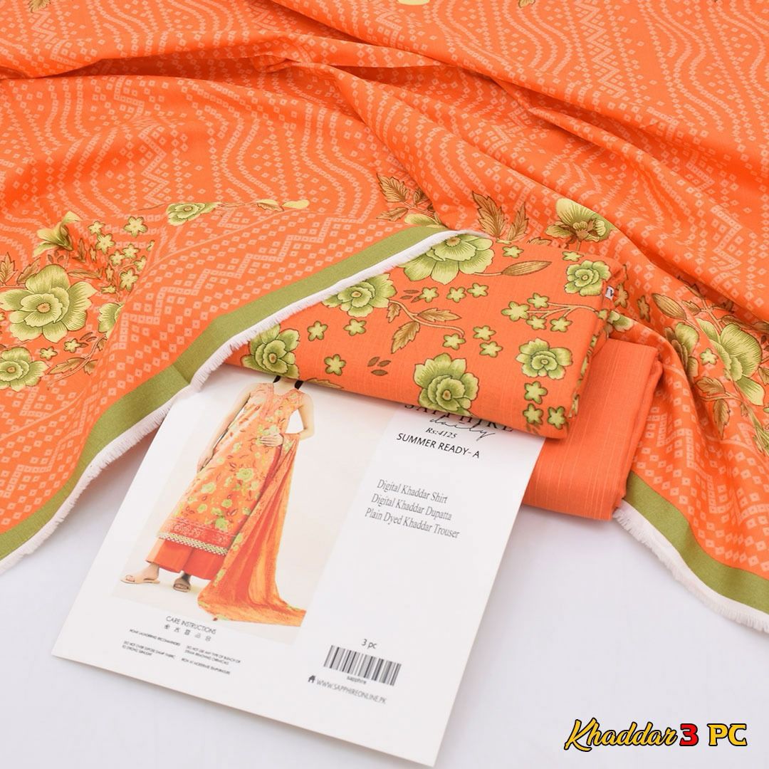 Sapphire Digital Printed Khaddar 3-Piece Un-Stiched