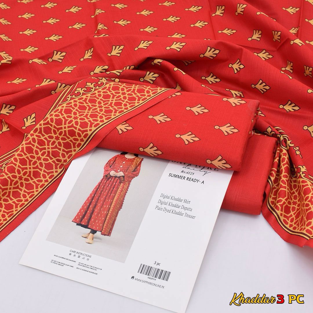 Sapphire Digital Printed Khaddar 3-Piece Un-Stiched