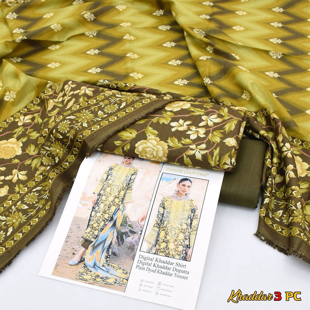 Zainab chottani Digital Printed Khaddar 3-Piece Un-Stiched