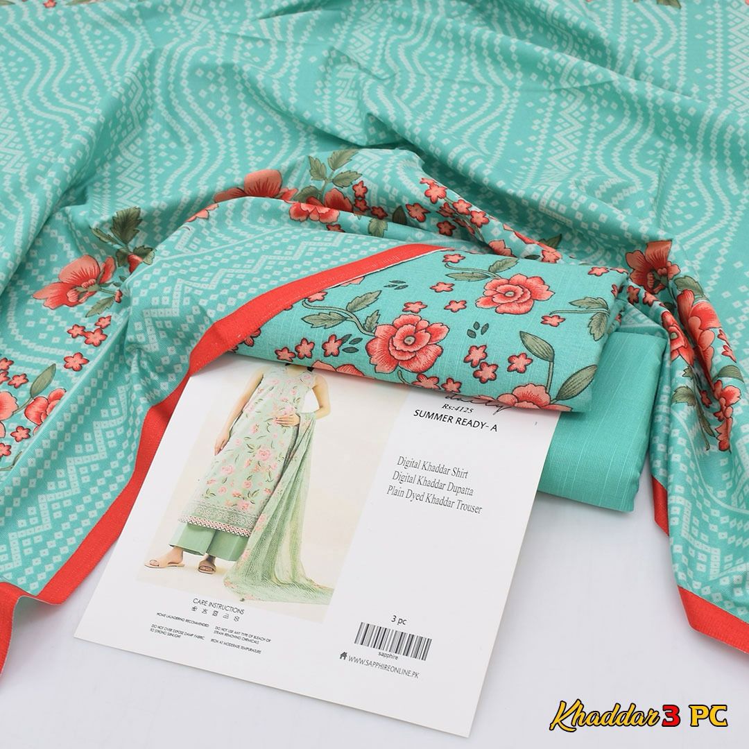 Sapphire Digital Printed Khaddar 3-Piece Un-Stiched