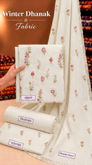 Indian Booti Dhanak Embroidered 3-Piece Un-Stiched (Snow White)