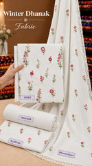 Indian Booti Dhanak Embroidered 3-Piece Un-Stiched (Snow White)