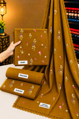Indian Booti Dhanak Embroidered 3-Piece Un-Stiched (Mustard)