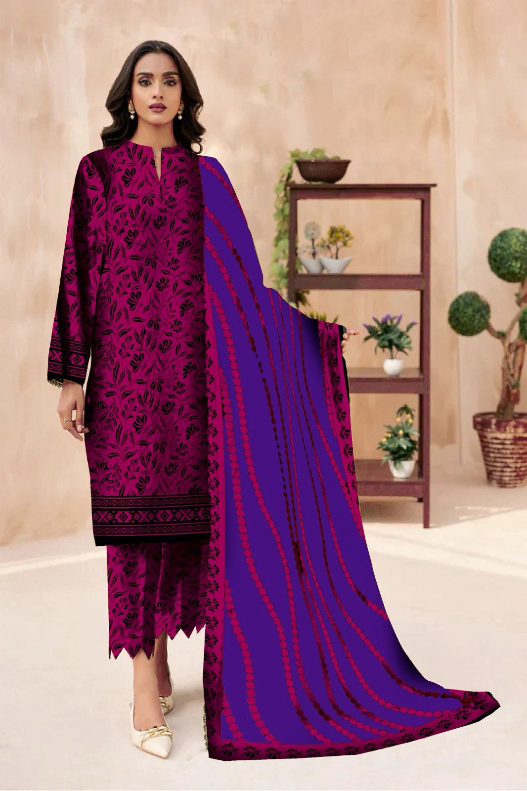Nishat Digital Printed Dhanak 3-Piece Un-Stiched