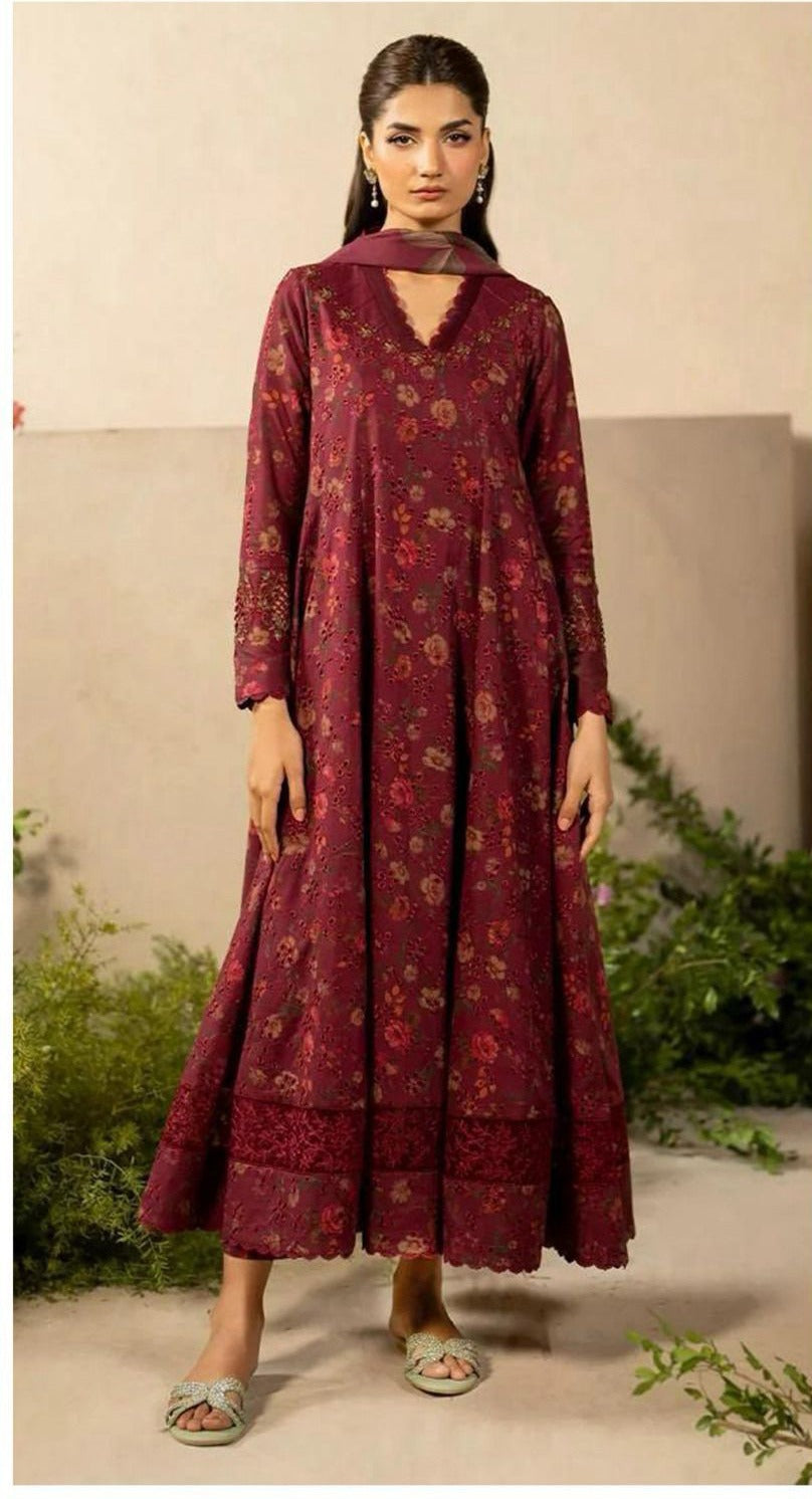 Iznik Digital Printed Dhanak 3-Piece Un-Stiched