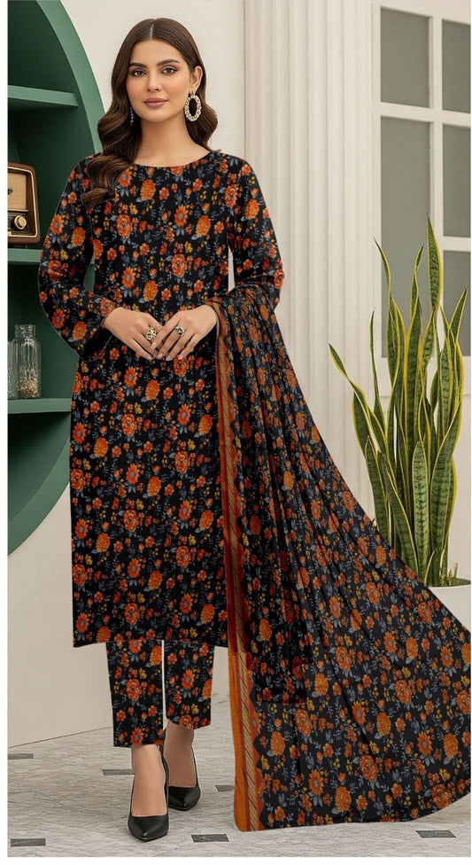 Iznik Digital Printed Dhanak 3-Piece Un-Stiched