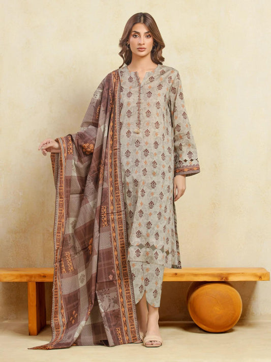 Edenrobe Digital Lawn 3-Piece Un-Stiched
