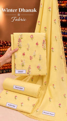 Indian Booti Dhanak Embroidered 3-Piece Un-Stiched (Yellow)