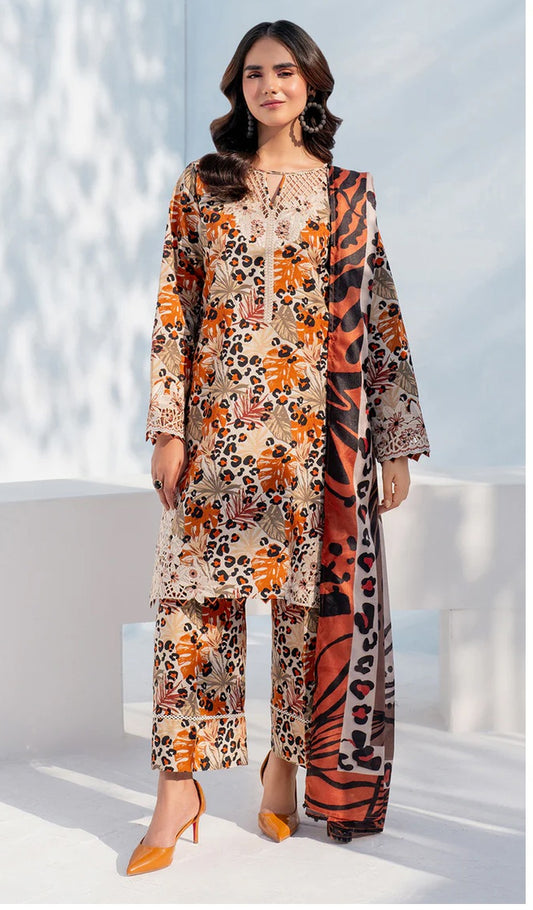 Baroque Lawn 3-Piece Unstiched With Embroidered Patches