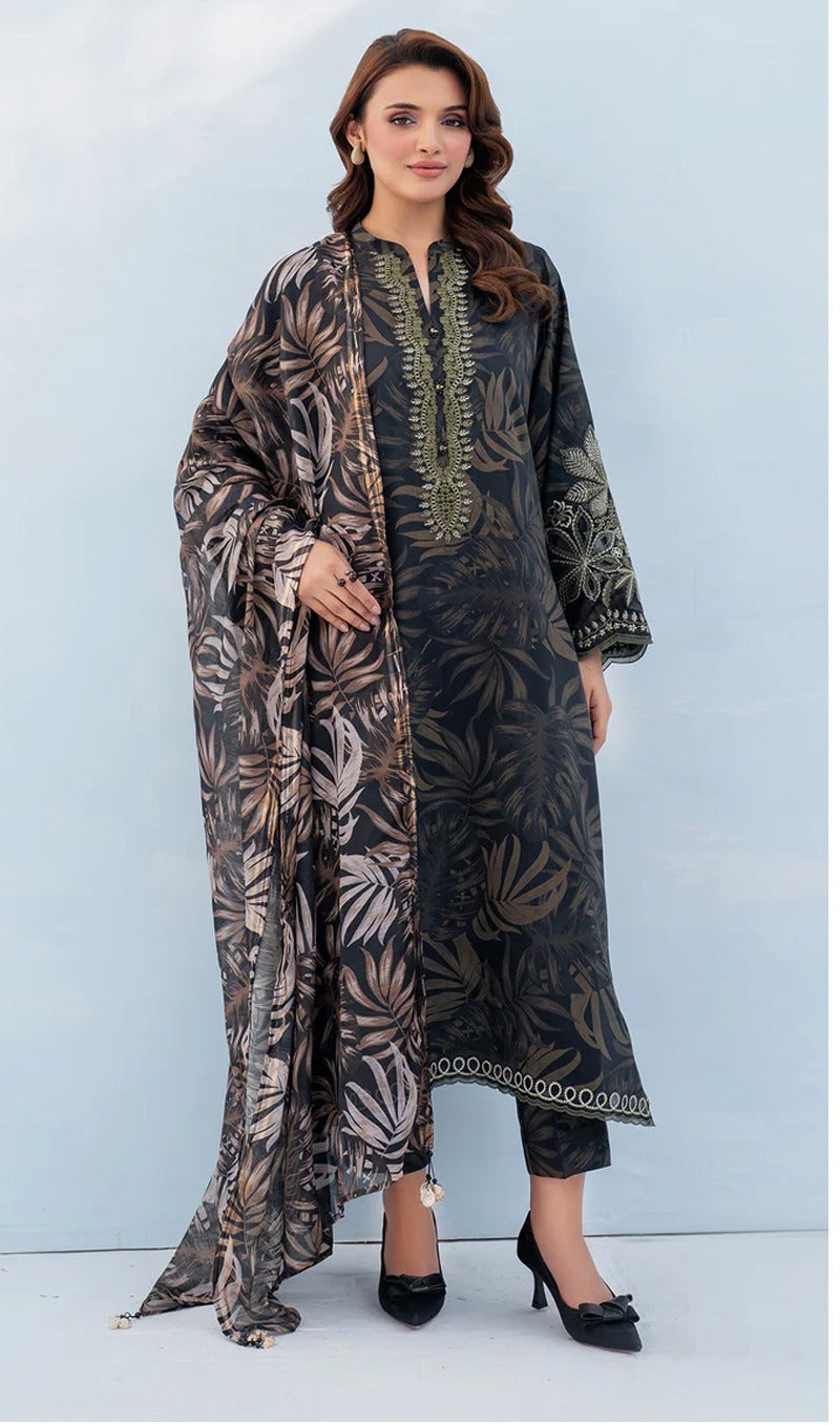 Baroque Lawn 3-Piece Unstiched With Embroidered Patches