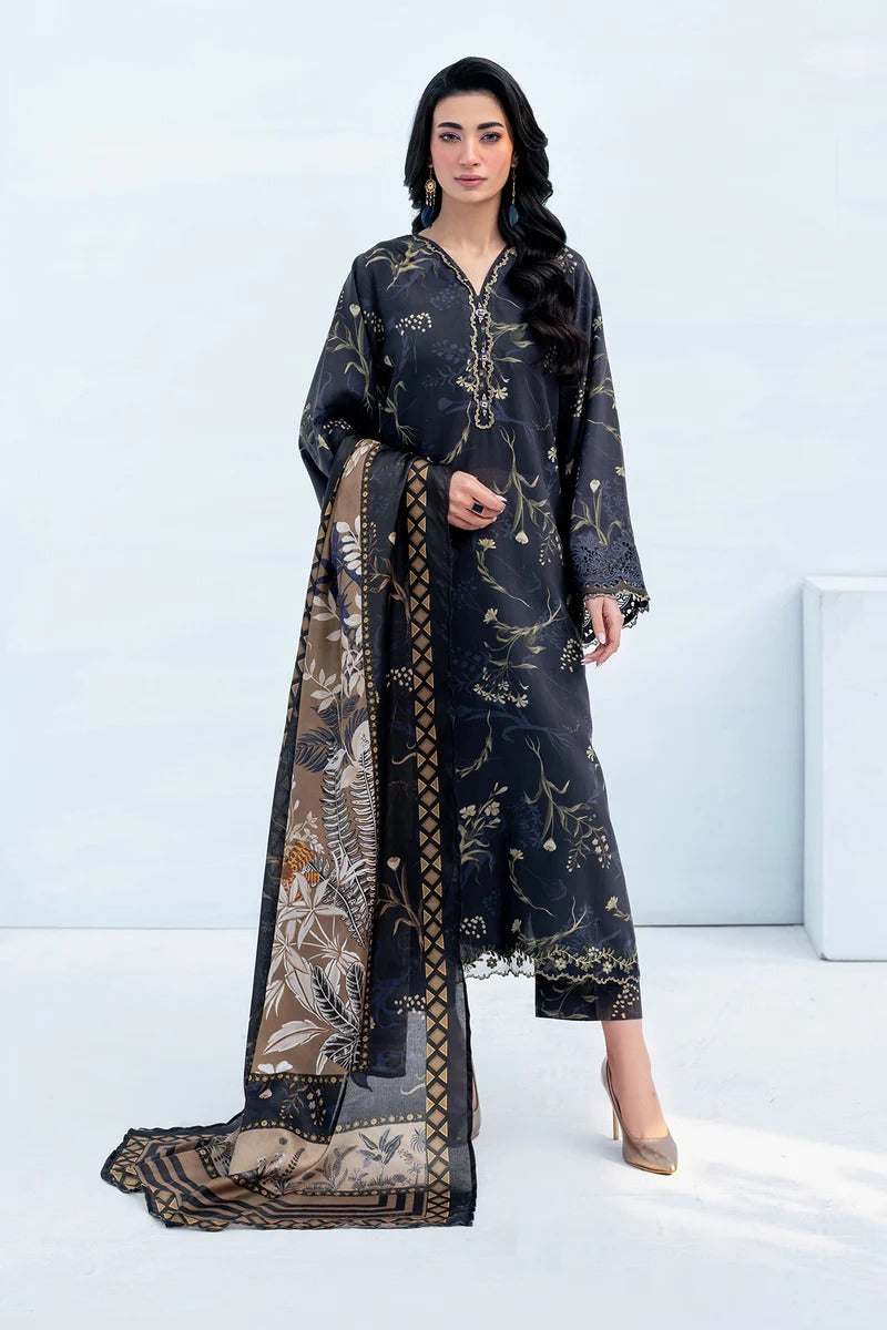 Baroque Lawn 3-Piece Unstiched With Embroidered Patches