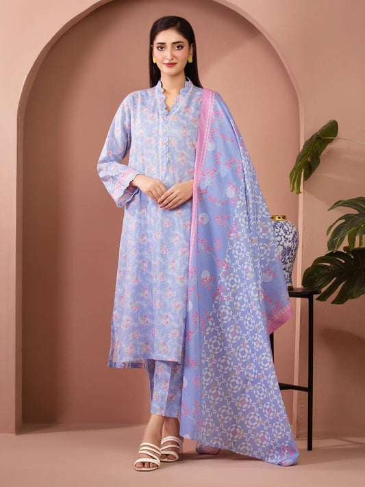 Edenrobe Digital Lawn 3-Piece Un-Stiched