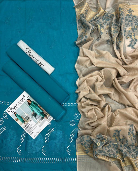 Bareeze Embroidered 3-Piece Un-Stiched Suit
