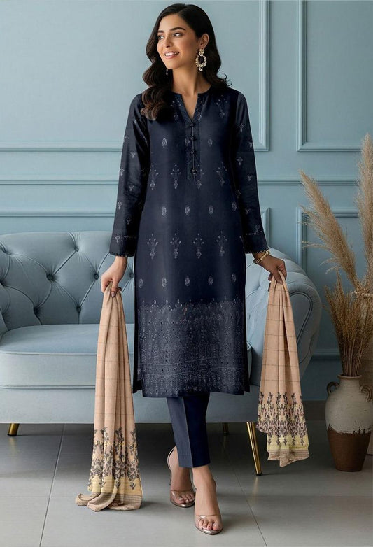 Bareeze Embroidered 3-Piece Un-Stiched Suit