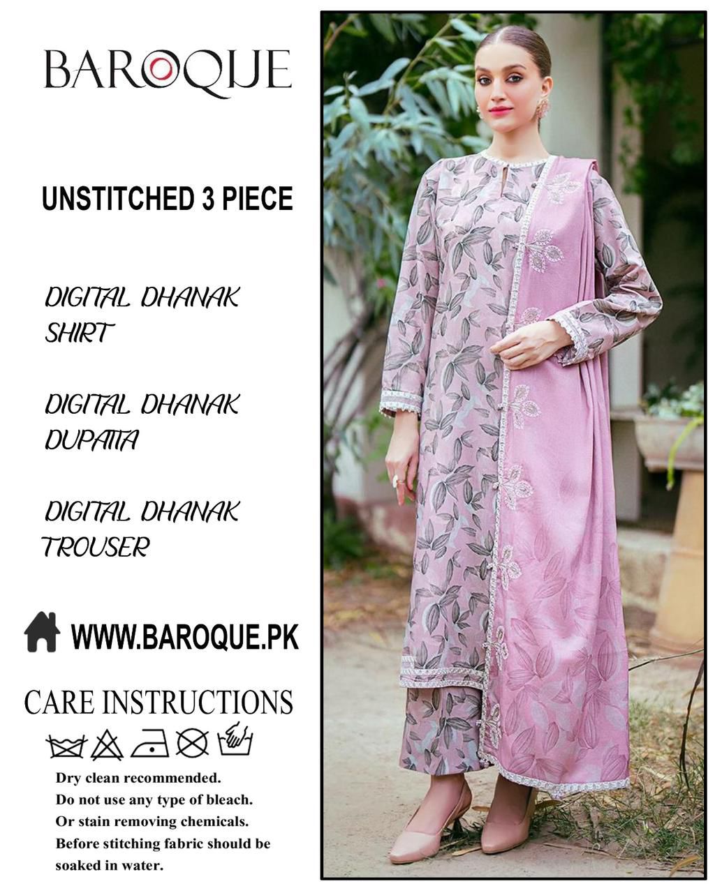 Baroque Digital Printed Dhanak 3-Piece Un-Stiched