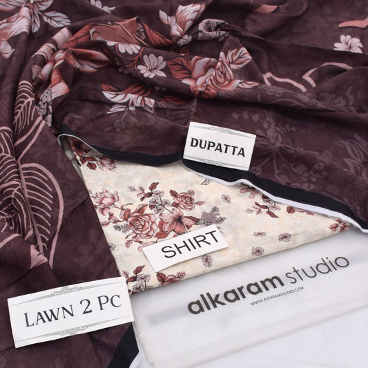 Alkaram Lawn Shirt And Dupatta 2-Piece Unstiched