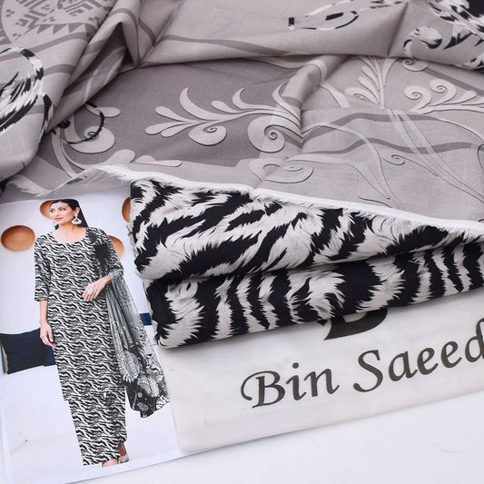 Bin Saeed Digital Printed Khaddar 3-Piece Un-Stiched