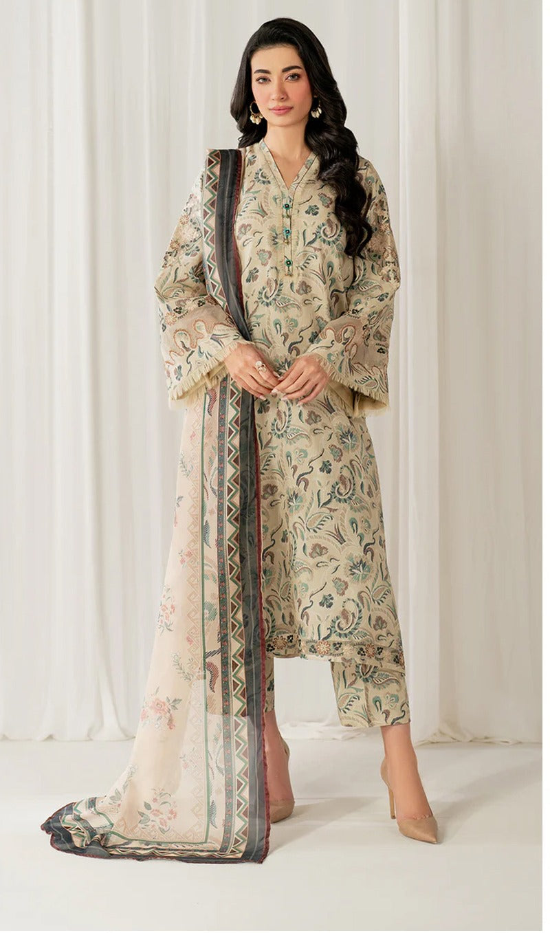 Baroque Lawn 3-Piece Unstiched With Embroidered Patches