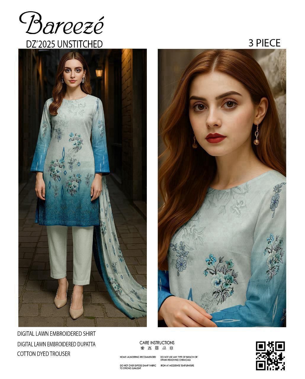 Bareeze Embroidered Lawn 3-Piece Unstiched