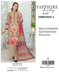 Sapphire Embroidered 3-Piece Unstiched