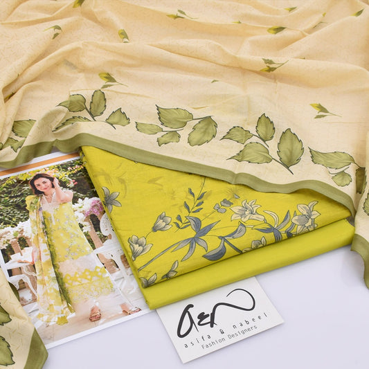 Asifa Nabeel lawn 3-Piece Un-stiched