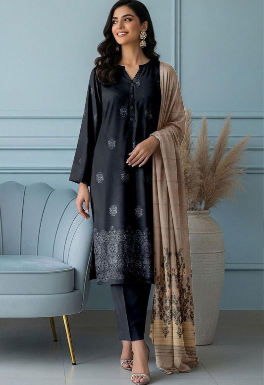 Bareeze Embroidered 3-Piece Un-Stiched Suit