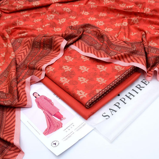 Sapphire Digital Printed Dhanak 3-Piece Un-Stiched